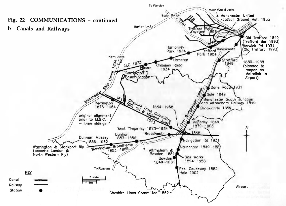 Trafford Canals and Railways Map