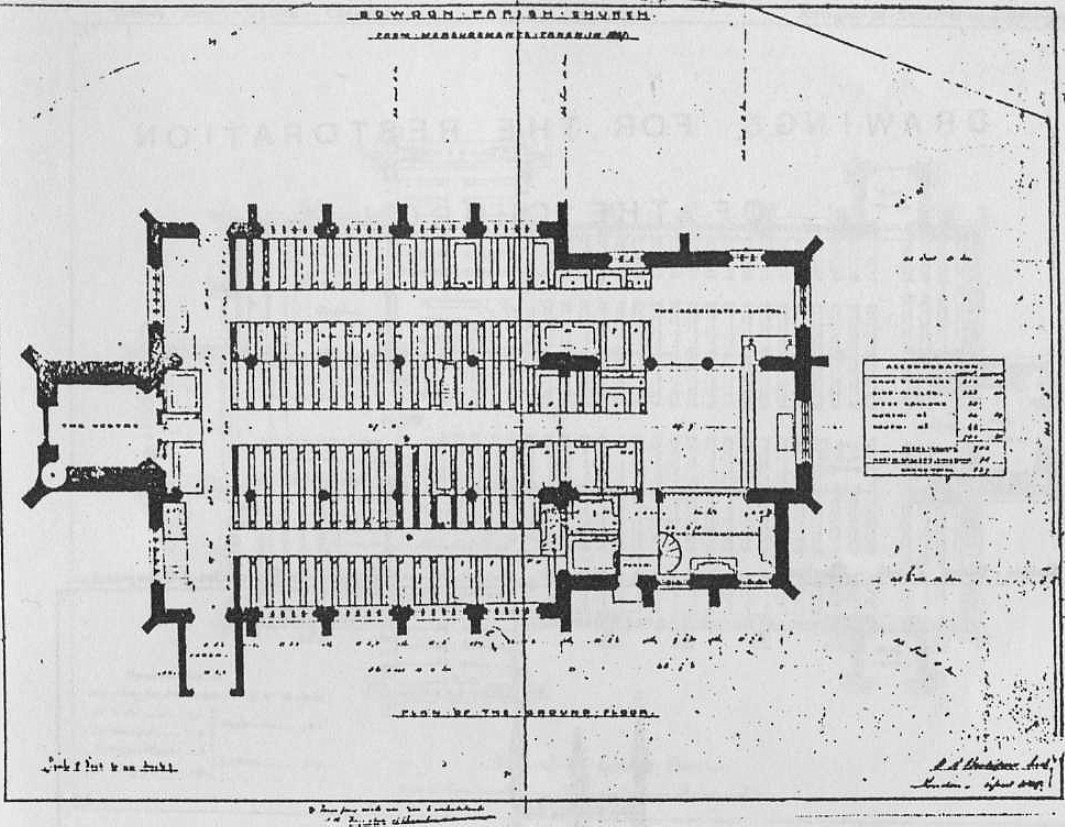 Bowdon Church floor plan, 1858