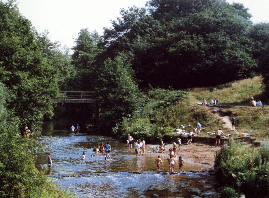 Bathing in River Bollin near Hale, 1960s