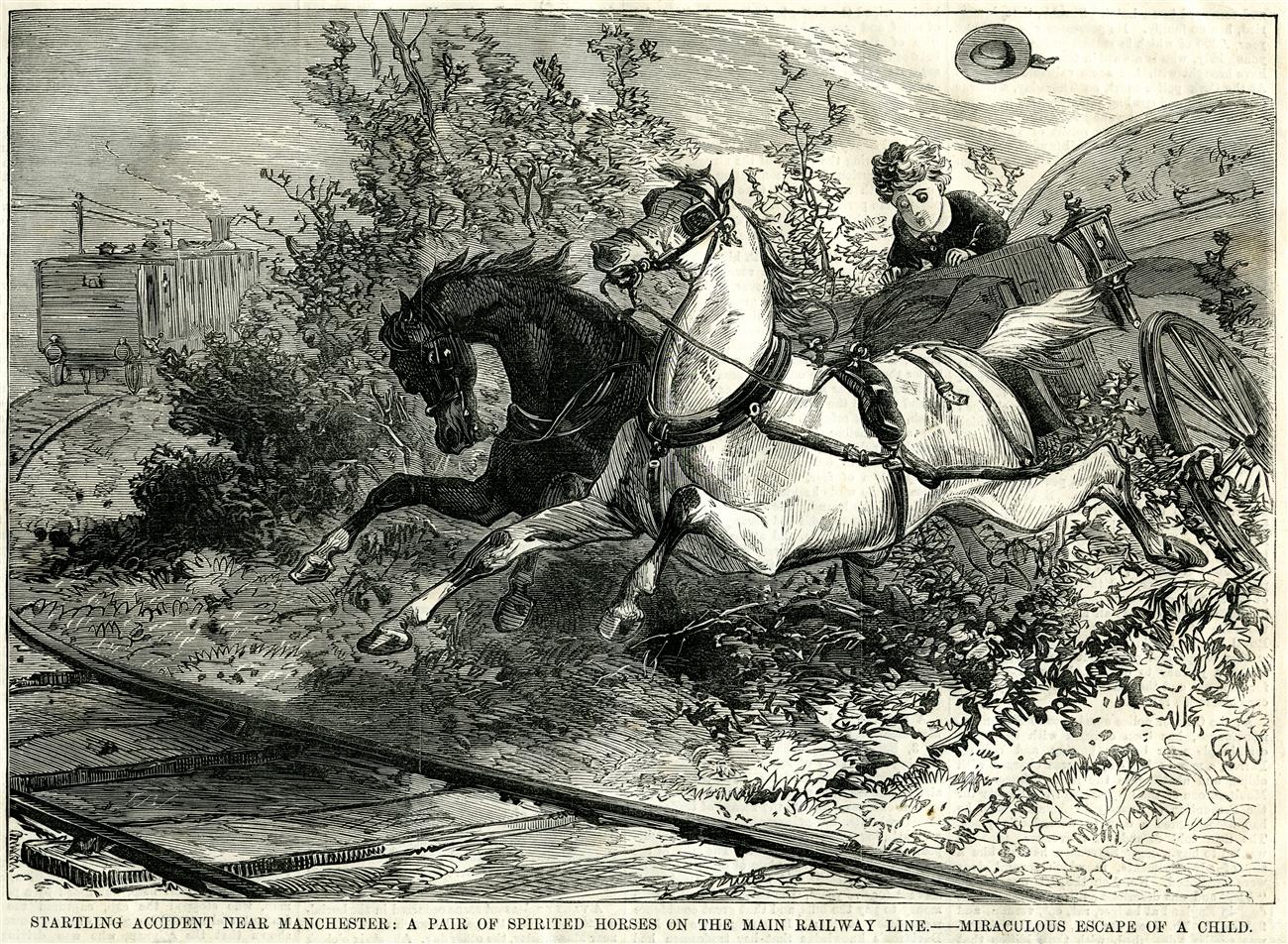 MSJ & AR runaway horses and carriage 1871.
