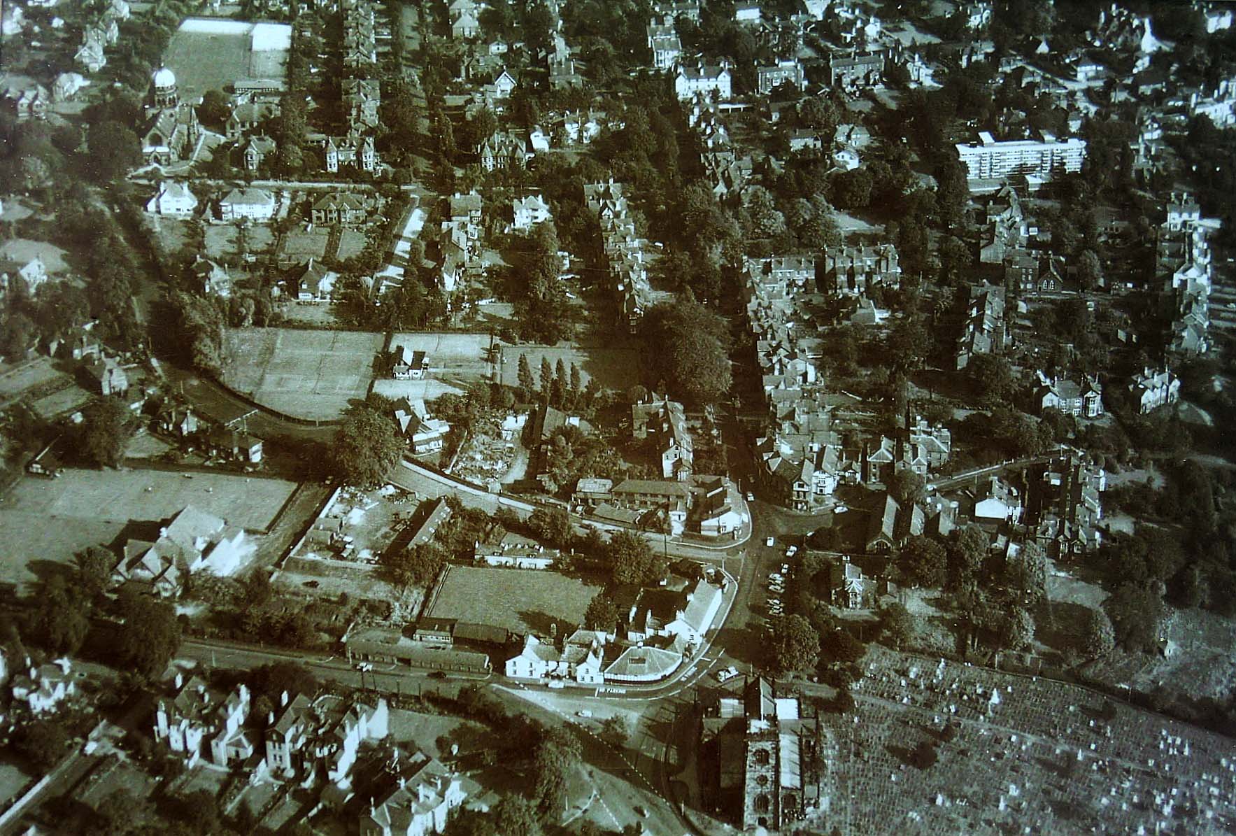 Bowdon aerial view 1964, Aerofilms