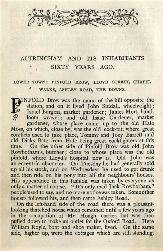 Altrincham Inhabitants Tales and Sketches 1880