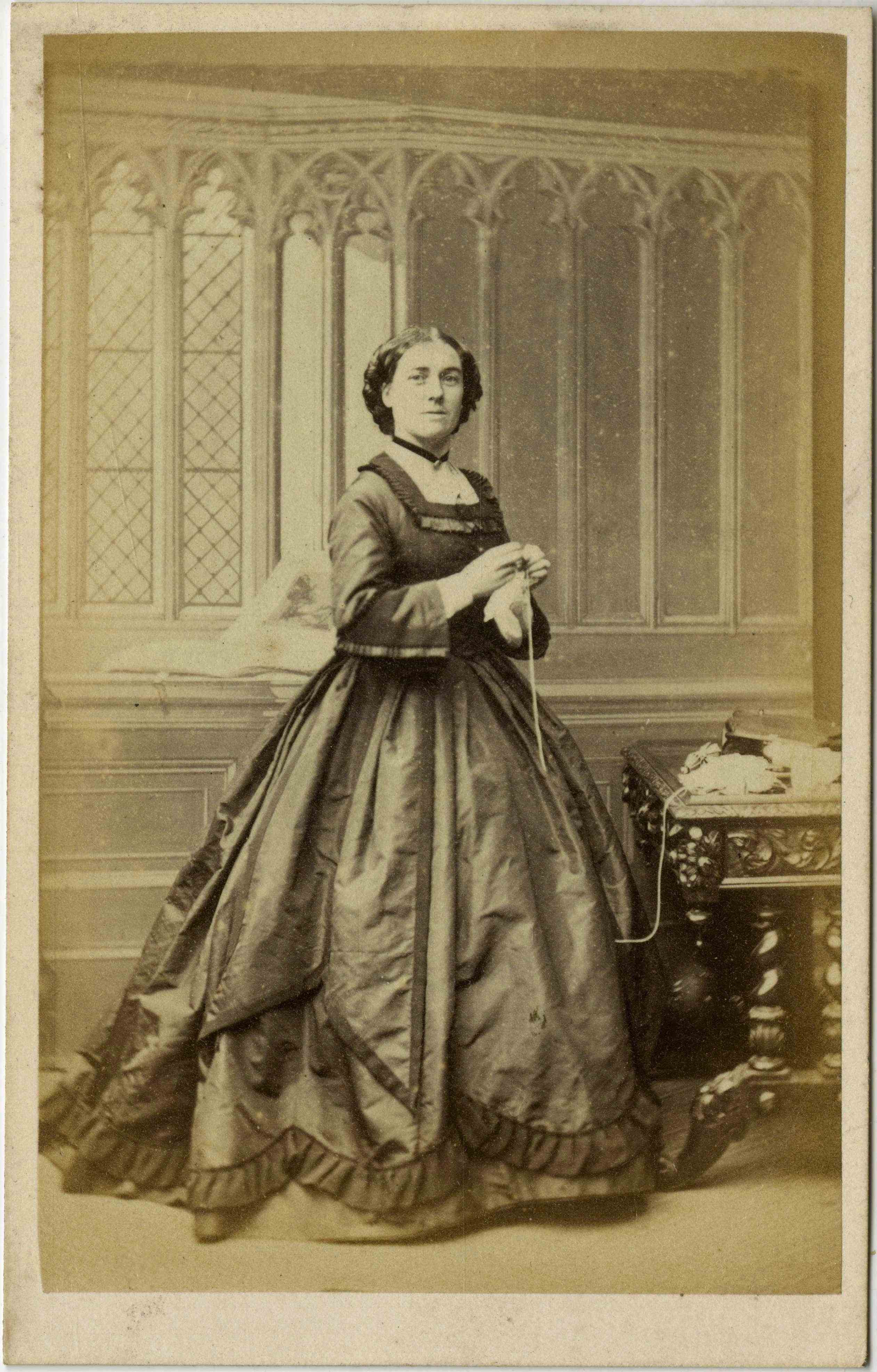 Woman crocheting early 1860s