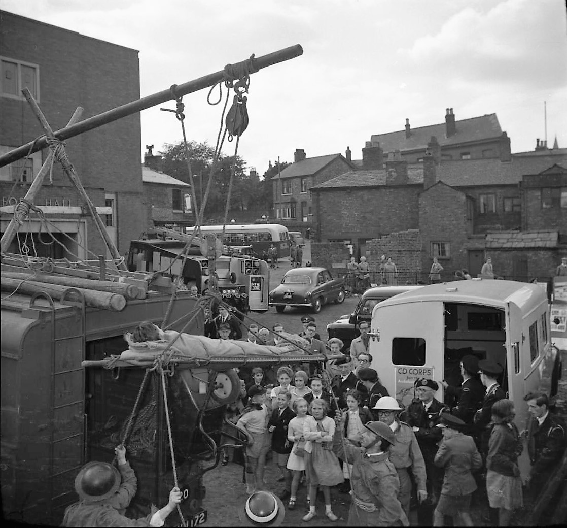 Cheshire Civil Defence Corps casualty on stretcher