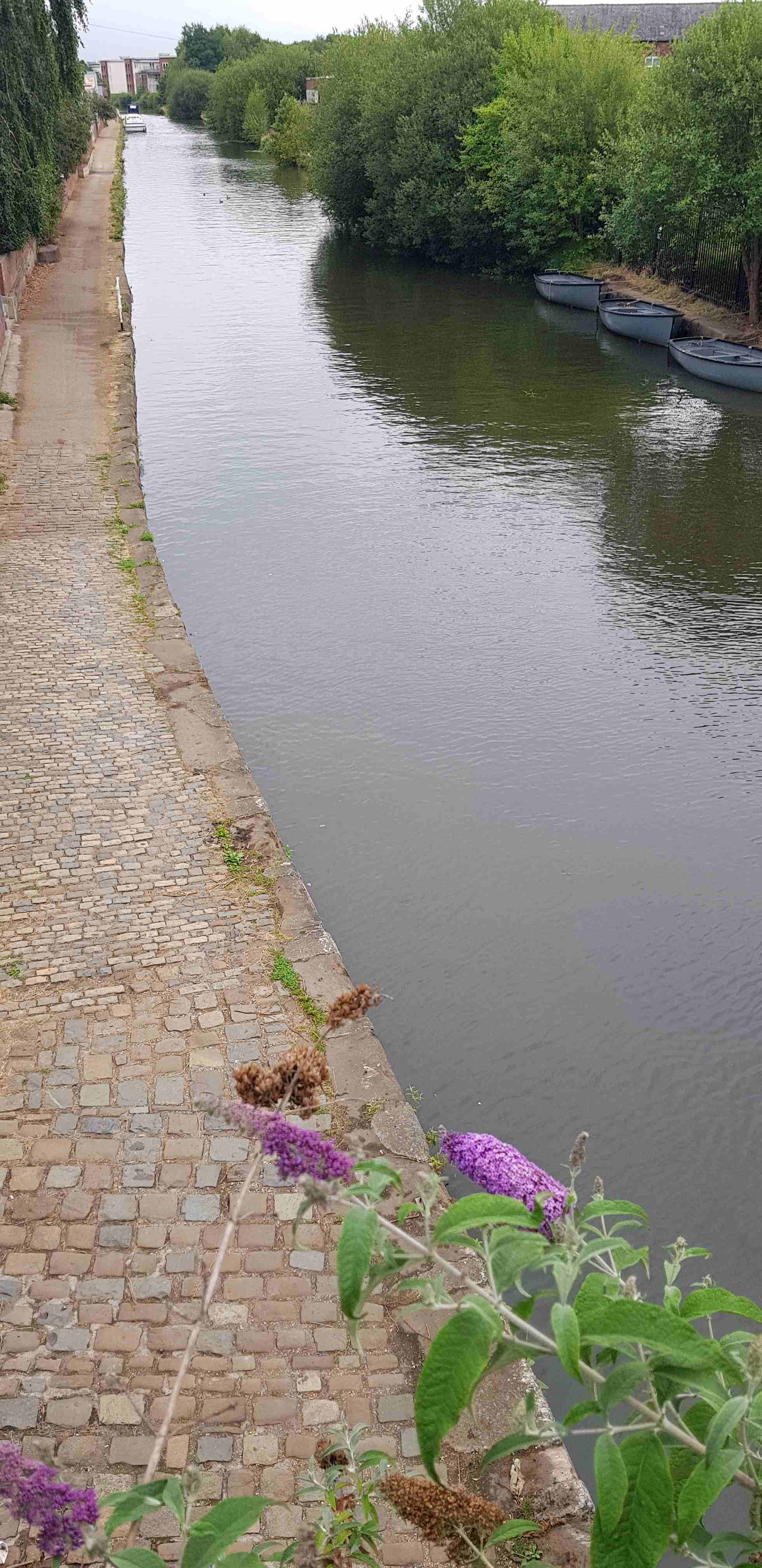 Stone setts on Bridgewater Canal tow path by Manchester Road bridge, Altrincham
